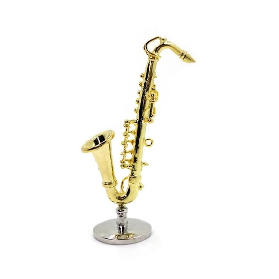 Miniature Saxophone | Mini Saxophone Model, Collectible Musical Instrument with Stand & Case as Christmas Birthday