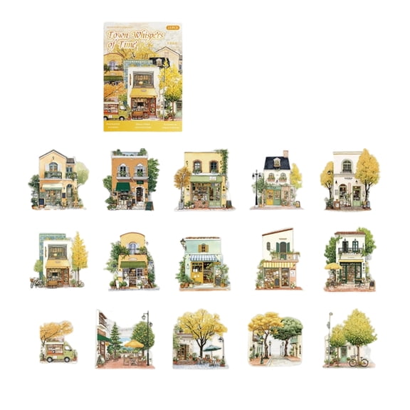 Miniature Scene PET Sticker Townscape Scenery Sticker For Scrapbooking Notebook Journal Memory Book Embellishment