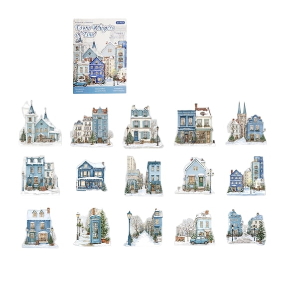 Miniature Scene PET Sticker Townscape Scenery Sticker For Scrapbooking Notebook Journal Memory Book Embellishment