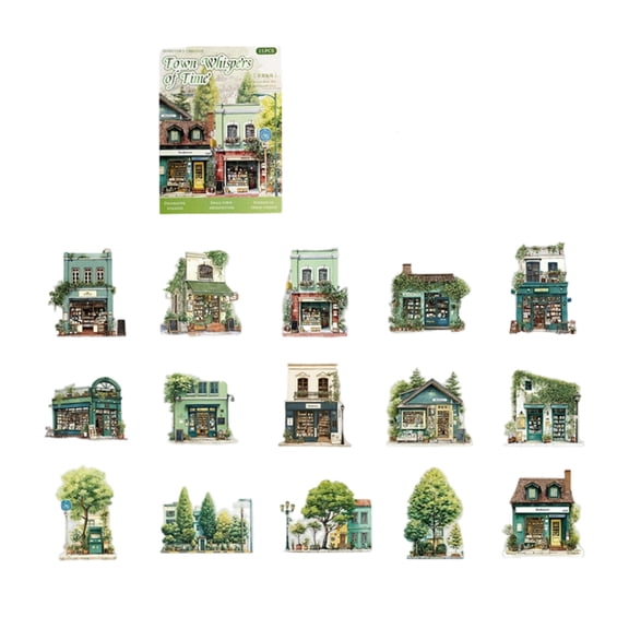 Miniature Scene PET Sticker Townscape Scenery Sticker For Scrapbooking Notebook Journal Memory Book Embellishment