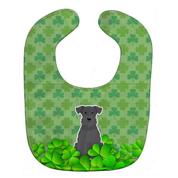 Miniature Schanuzer Black Shamrocks Baby Bib