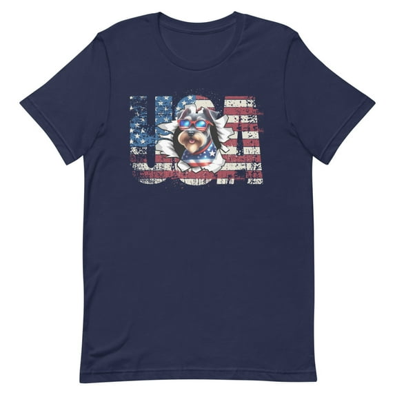 Miniature Schnauzer 4th July Memorial Day USA (Navy, XL)