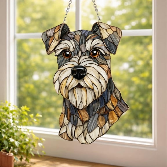 Miniature Schnauzer Acrylic Suncatcher Dog Window Hanging Pet Lover Gift Memorial Decor