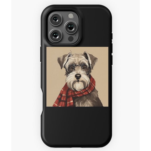 Miniature Schnauzer Christmas Plaid Phone Case for iPhone 16 15 14 13 12 11 Pro Max - Chic Phone
