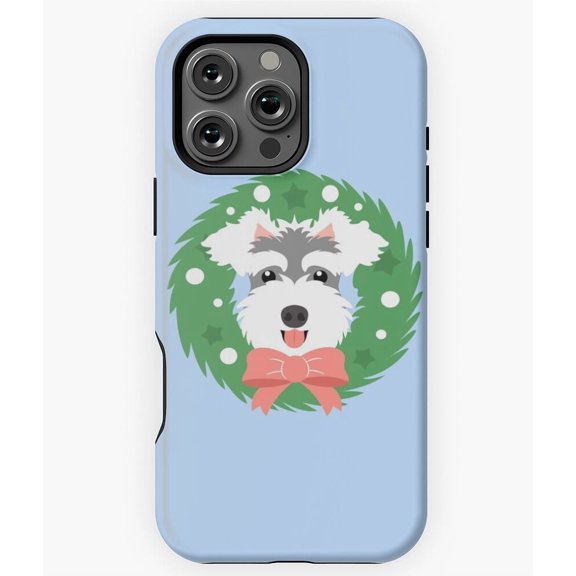 Miniature Schnauzer Christmas Wreath Phone Case for iPhone 16 15 14 13 12 11 Pro Max