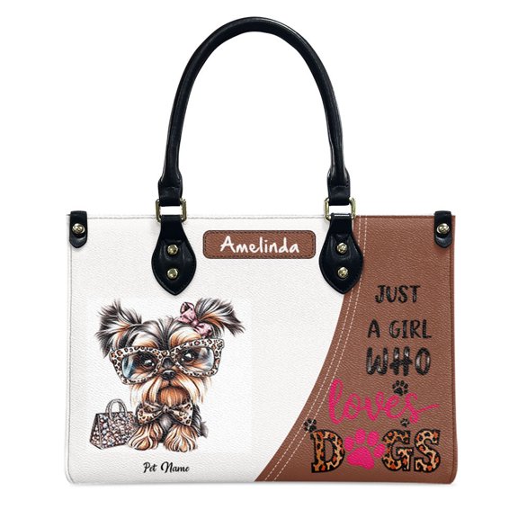 Miniature Schnauzer Dog Bag, Personalized Leather Handbags For Women - Personalized Leather Purse with Name - Tote Bags for Mom Grandma - Custom Gifts Ideas for Her, Gift for Dog Lover