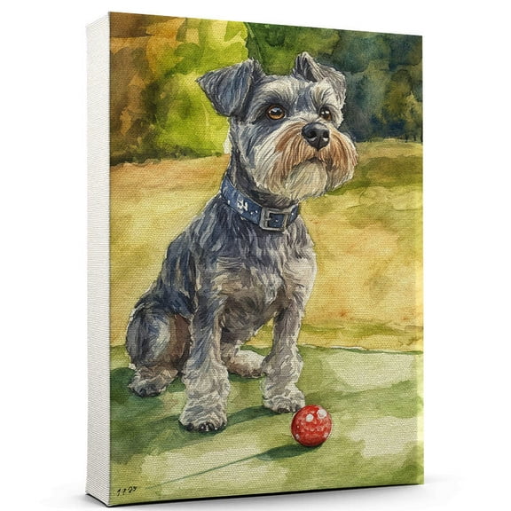 Miniature Schnauzer Dog Canvas Golf Canvas Funny Miniature Schnauzer Dog Canvas Artwork, Funny Dog Wall Art for Golf Room or Pet Shop