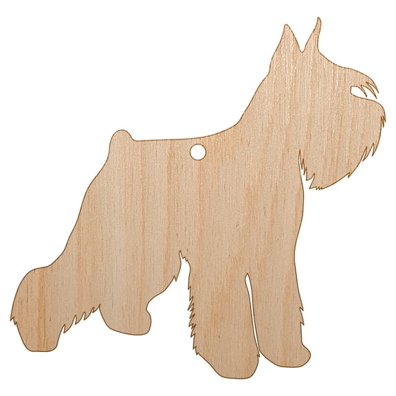 Miniature Schnauzer Dog Solid Wood Holiday Christmas Tree Ornament Unfinished DIY Pre-Drilled Craft