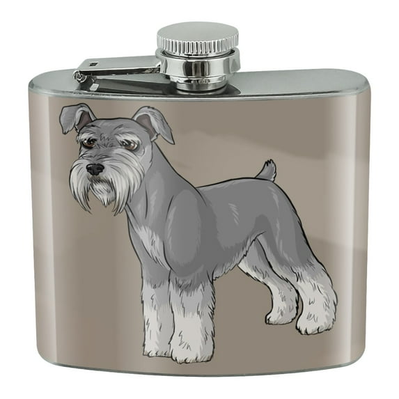 Miniature Schnauzer Dog Stainless Steel 5oz Hip Drink Kidney Flask