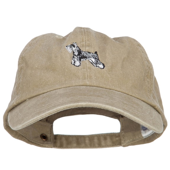 Miniature Schnauzer Embroidered Washed Cotton Twill Cap - Khaki OSFM