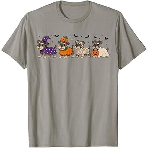 Miniature Schnauzer Ghost Pumpkin Dog Halloween Costume T-Shirt