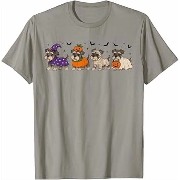 Miniature Schnauzer Ghost Pumpkin Dog Halloween Costume T-Shirt