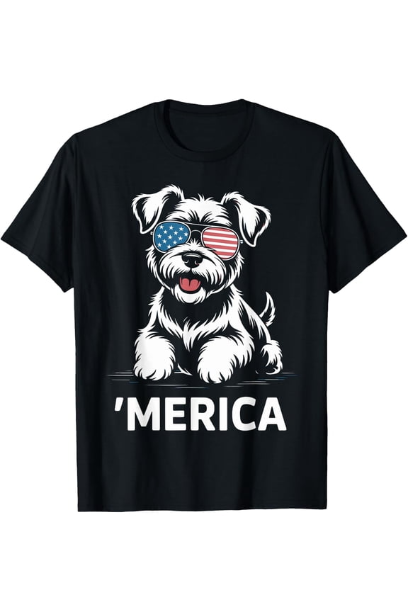 Miniature Schnauzer July Merica Flag Dog T-Shirt
