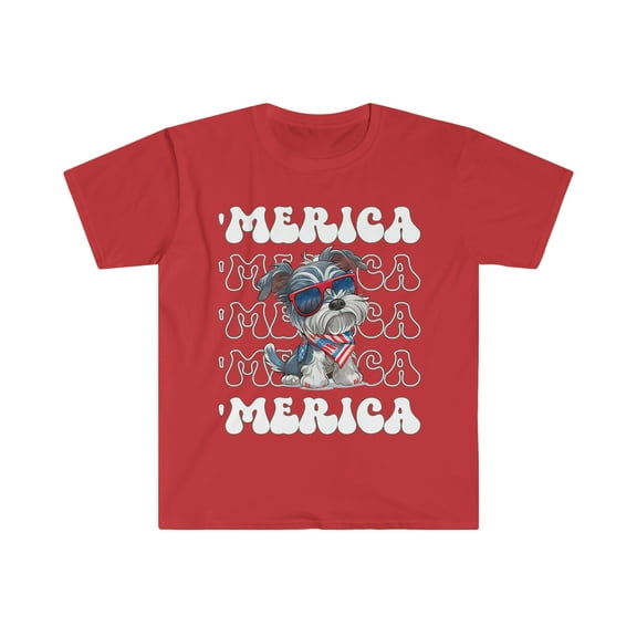 Miniature Schnauzer 'Merica Patriotic Womens T-Shirt Schnauzer 4th of July