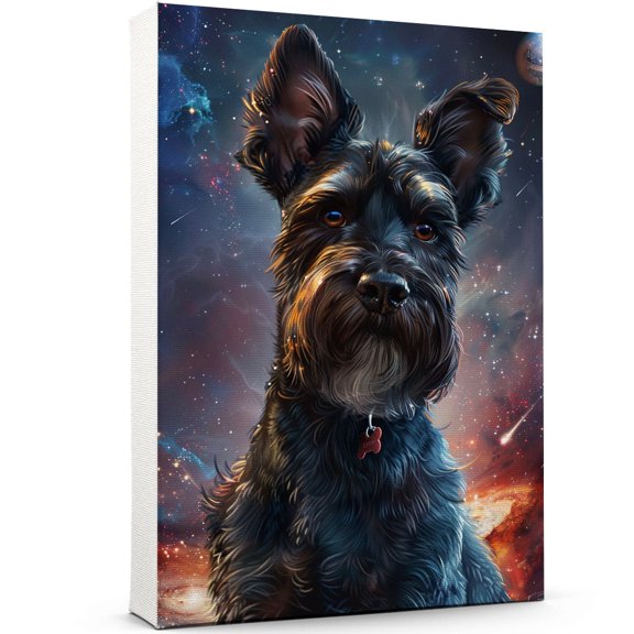 Miniature Schnauzer Space Poster Wall Art Funny Dog - Miniature Schnauzer Dog Canvas Wall Art For Bedroom Decor - Funny Bathroom Decor - Funny Dog Pictures Wall Decor