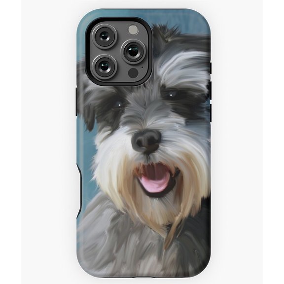 Miniature Schnauzer Water Color Art Phone Case for iPhone 16 15 14 13 12 11 Pro Max