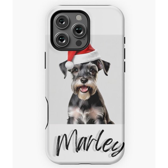 Miniature Schnauzer with Saint Nick Hat Phone Case for iPhone 16 15 14 13 12 11 Pro Max