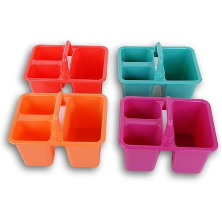 Greenbrier International Multicolor 3-Compartment Craft and Hobby Storage Caddy Carry Tote Set , 4 Count