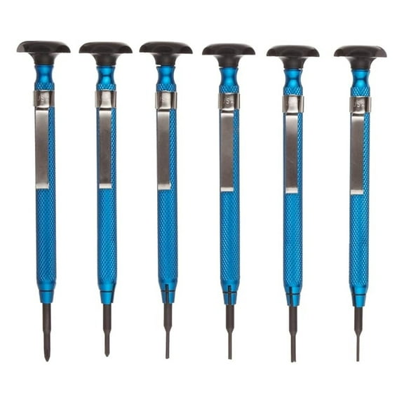Miniature Screwdriver Set, 6-Piece Slot/Phillips/Screw Extractor Tool Kit - Reversible Hardened Steel Blades & Anodized Aluminum Handles for Electronics Repair & DIY Projects