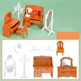thumbnail image 1 of Simulated Dressing Table, Miniature Desk Mirror, 1:12 Scale Brown Plastic Playset For Kids, Detailed Pretend Play Furniture Set With Lamp And Accessories For Children Ages 3 And Up, 1 of 6
