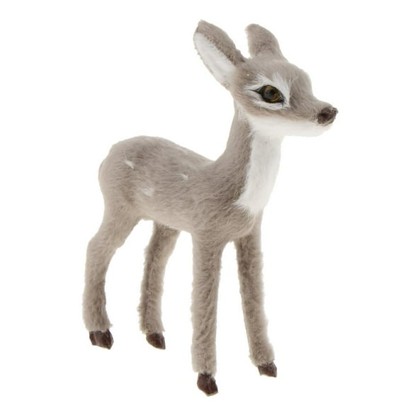 Miniature Small Deer Doll Figurine Kids Children Toy Ornament Home Party Decor Gray