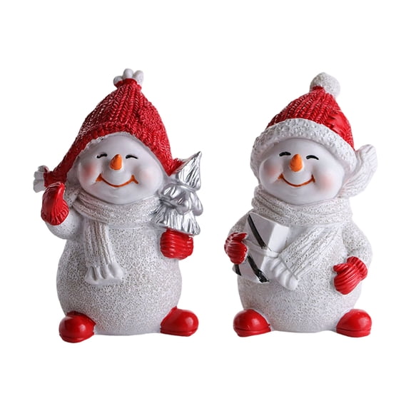 Miniature Snowman Sculpture Christmas Tree Decoration Shatterproof Resin Snowman Statue Table Ornament For Mantel Shelf