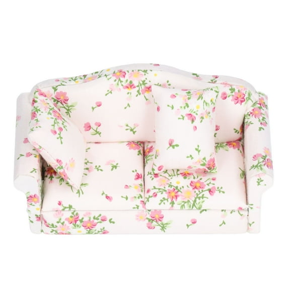 Miniature Sofa, Vivid Attractive Pink Green Dollhouse Sofa Props Cloth Material For DIY Game Scene For Birthdays Gift