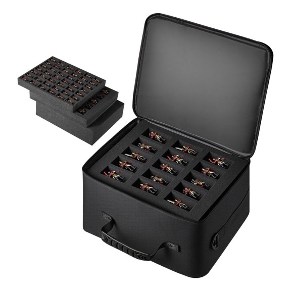 Miniature Storage Carrying Bag, 1:500-1:750 Scale Models, Transport Case with Adjustable Strap, 3 Foam Layers, Large Capacity (Models Not Included)