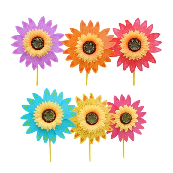 Miniature Sunflower Pinwheels Outdoor Wind Spinner Yard Garden Lawn Pinwheels Colorful Flower Windmill Decorative