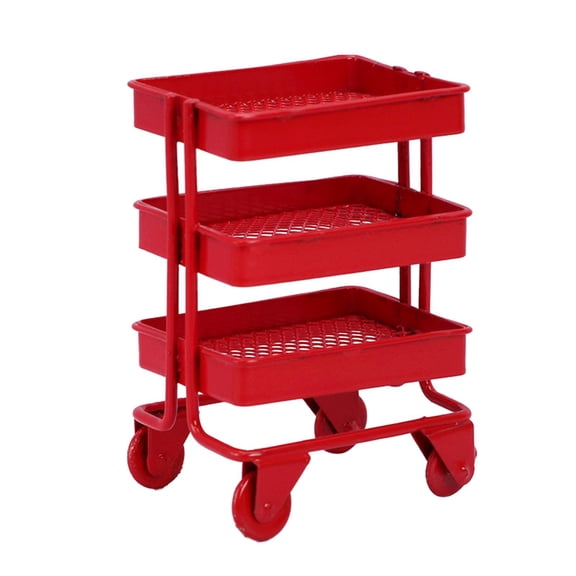 Miniature Trolley Dollhouse Metal 3 Layer W/ Furniture 1/12 Scale Display Rack, Storage Shelf, for Decor Accessories Kitchen Gifts
