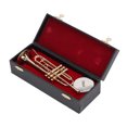 Miniature Trombone with Stand Brass Lifelike Mini Musical Instrument