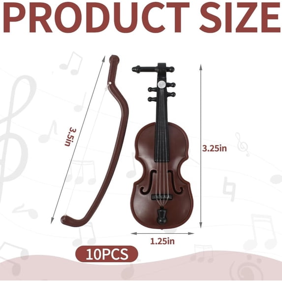 Miniature Violin 10pcs Tiny Violin Mini Musical Instrument Dollhouse Violin Model Dollhouse Furniture Crafts Ornament for Dollhouse Fairy Garden