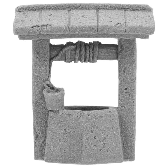 FONDOTIN Grey Outdoor Wishing Well with Bonsai Display Stand for Garden Patio Yard Decor