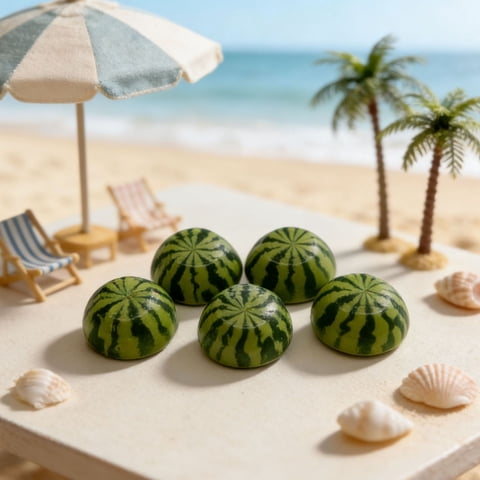 Miniature Watermelon Ornament, Realistic Fake Fruit Decor for Summer Tiered Tray, Resin Food Prop for Dollhouse, 1 PC Random Whole or Half Style