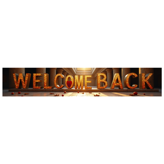 Miniature Welcome Back Banner with Heart Design Party Decoration Background Backdrop for Homecoming Parties Celebration Events Family Gatherings Photo Props