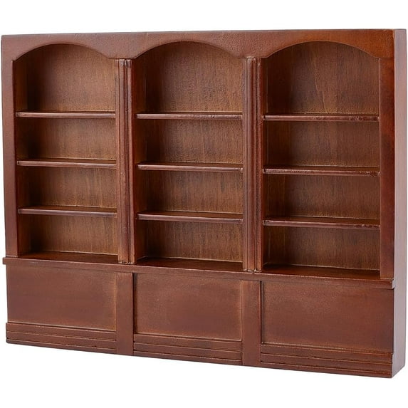 Miniature Wooden Bookshelf 1:12 Scale Brown Mini Bookcase Display Shelf Mini Wood Bookcase Model Miniature Furniture Wooden Display Cabinet Bookcase for Furniture Accessories DIY