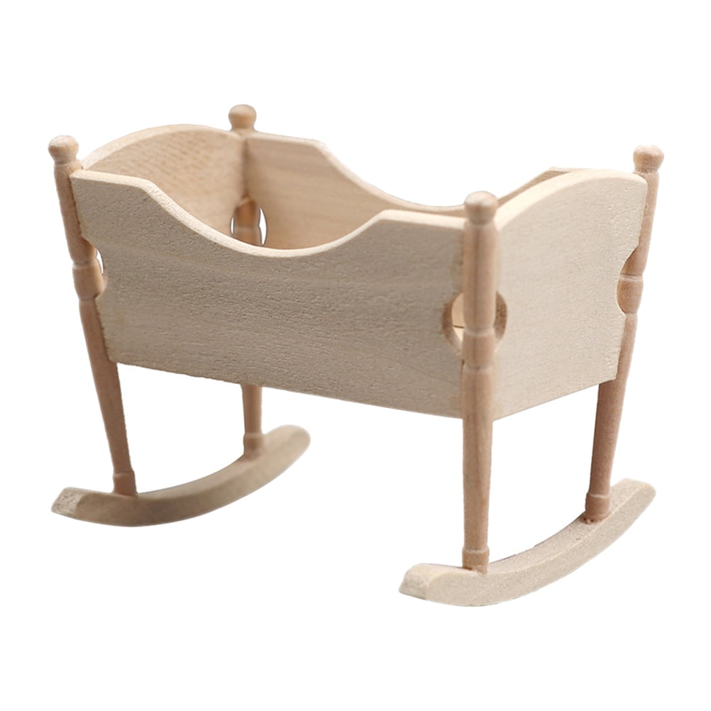 Miniature Wooden Cradle Blank Cradle Doll Sleeping Crib Doll House