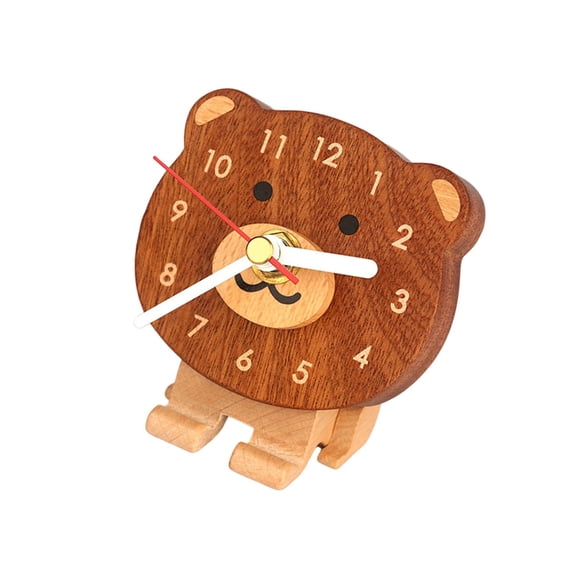 Miniature Wooden Desk Clock Cartoon Pattern Clocks and Quiet Movement For Home Or Decoration