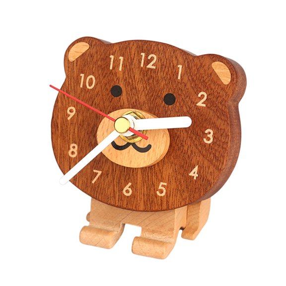 Miniature Wooden Desk Clock Cartoon Pattern Clocks and Quiet Movement For Home Or Decoration