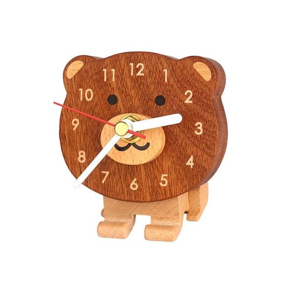 Miniature Wooden Desk Clock Cartoon Pattern Clocks and Quiet Movement For Home Or Decoration