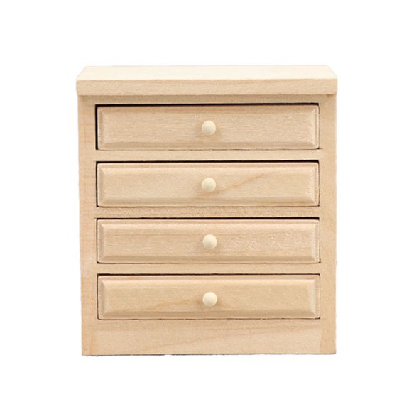 Miniature Wooden Kitchen Sink Cabinet 1/12 Unpainted Cabinet Craft Project For Customizable Dollhouses Interior Design