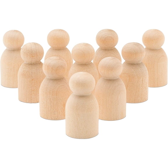 Miniature Wooden Peg Dolls 1-1/8 inch, Pack of 50 Small Peg Dolls for Crafting, Miniature Figures, and Small World Play
