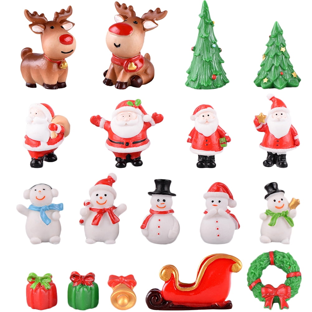 Miniature Xmas Tree 1 Set Of Christmas Snowman Figurines Resin Xmas Tree Gift Box Decor