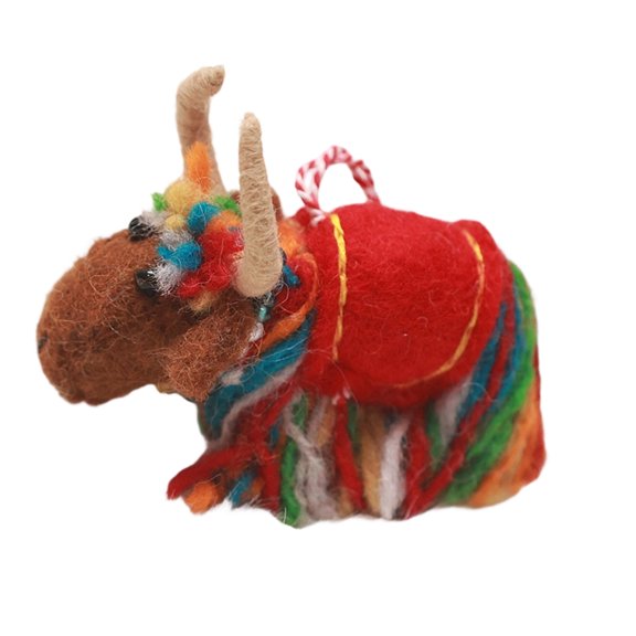 Miniature Yaks Felt Doll Creative Woolen Farm Animal Hanging Ornament For Purse Key Or Car Rear View Mirrored Decoration