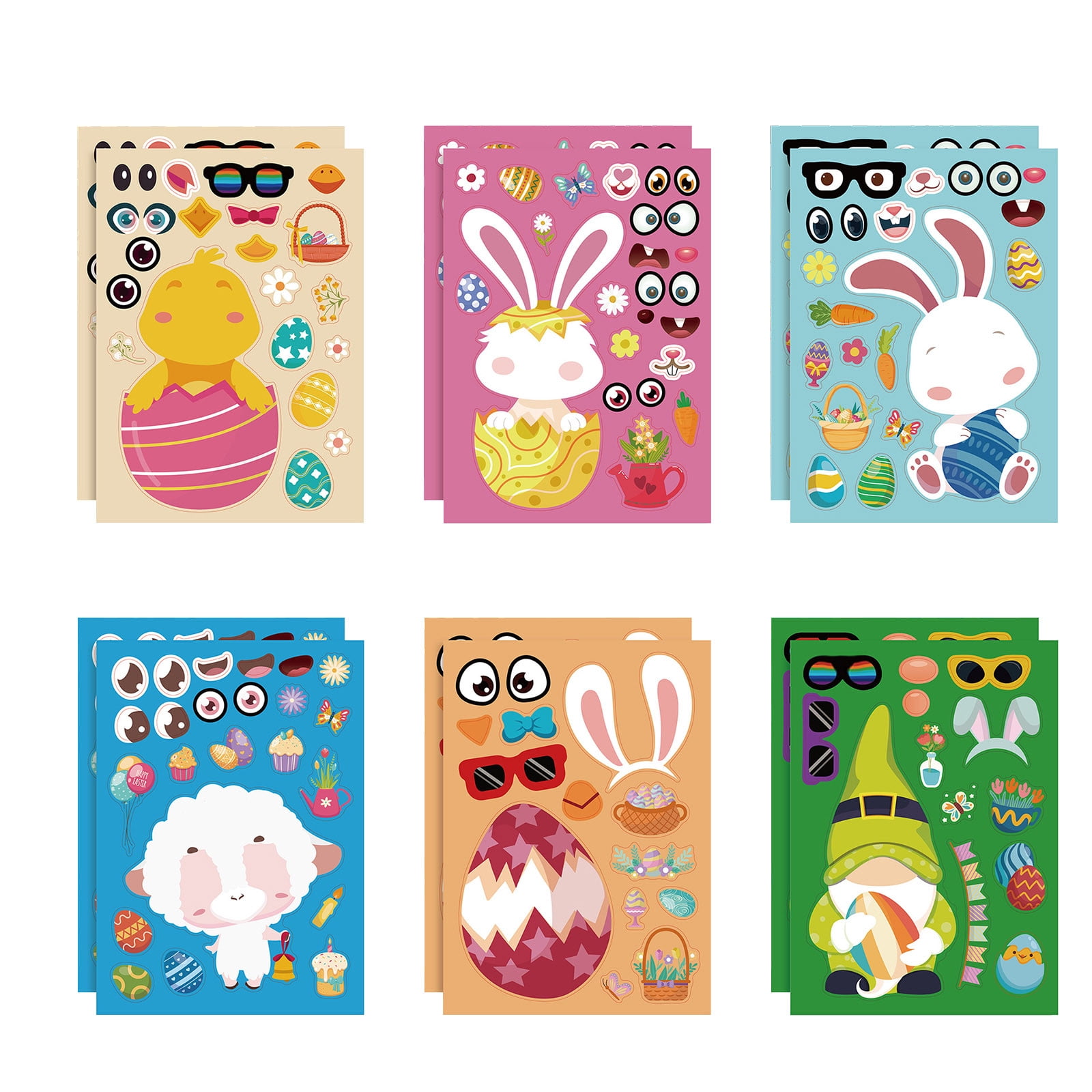 Miniature compatible with Machine 12 Sheets Easter Stickers Crafts For