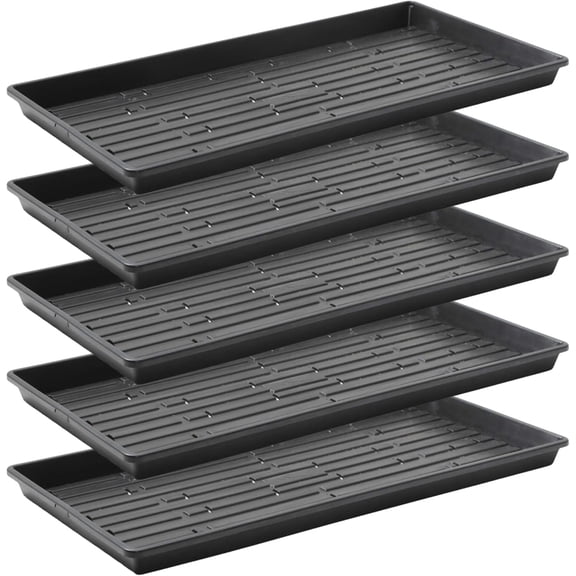 Miniature vegetable seedling trays, set of 5, black with holes | Heavy-duty shallow seedling trays suitable for commercial growers