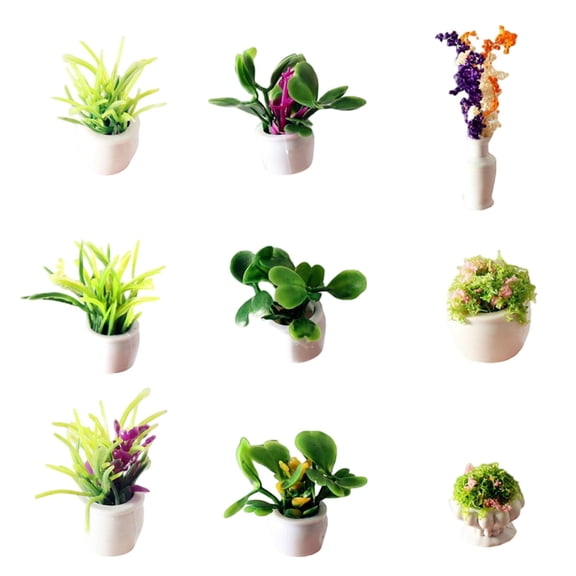 Miniatures Dollhouse Plants and Flowers, Minature Dollhouse Accessories, Spring Mini Plant Figurine, Artificial Tiny Potted Flower for Doll House DIY Gift Decoration, 1 Pack Random