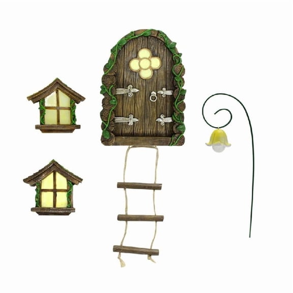 Miniatures Fairy Tree Door with Glow Versatile Windows Tree Statues for Trees