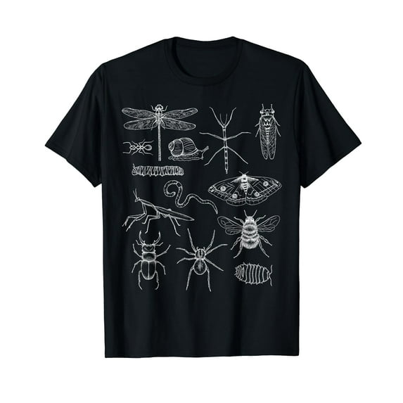 Minibeasts - Insects and Invertebrates Drawings Black T-Shirt