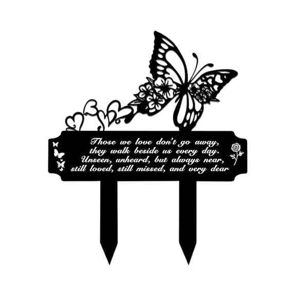 Minibee 1 Pack Wrought Iron Memorial Stake Metal Cemetery Decoration Outdoor Grave Ground Stake for Garden Yard